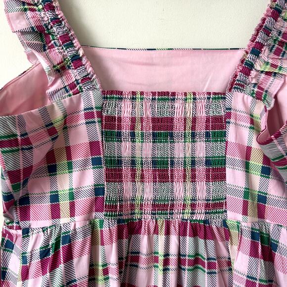 Torrid Midi Poplin Tiered Ruffle Dress Size 1X Plus Plaid Pink Pastel Preppy NWT - Picture 7 of 10